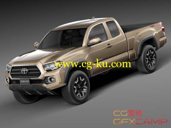 丰田越野皮卡车3D模型 SQUIR - Toyota Tacoma TRD Off-Road 2016(C4D/FBX/OBJ/MAX等格式)的图片1