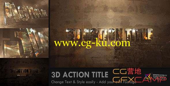 AE模板-三维文字片头动画开场 3D Action Title Opener的图片1