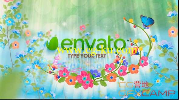 AE模板-春天蝴蝶植物开花Logo动画 Spring Logo的图片1