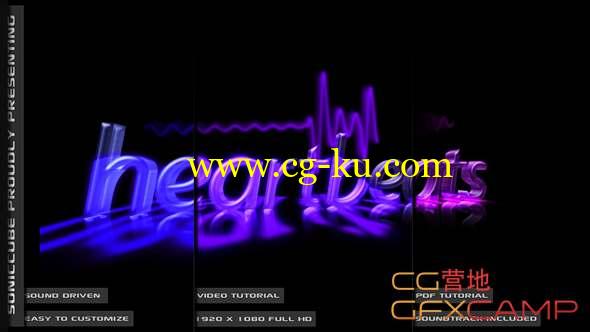 AE模板-音频心跳波形Logo文字动画 Audio Driven Heartbeat Template的图片1