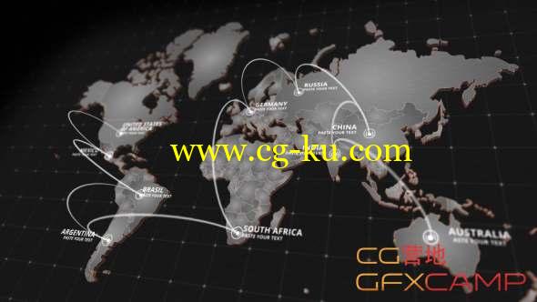 AE模板-世界地图连线动画 World Map Kit V1.1的图片1