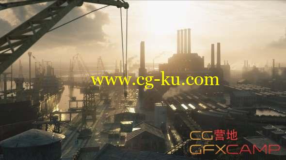 码头工厂场景3D模型 Kitbash3D - Industrial(Maya/Max/FBX/OBJ)的图片1