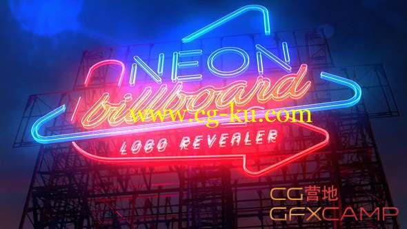 AE模板-霓虹灯广告牌Logo动画 Neon Billboard Logo Revealer的图片1