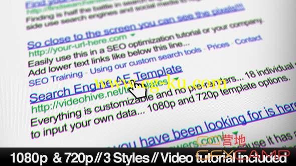 AE模板-网络搜索结果展示动画 Internet Search Engine Screen Close-Up的图片1