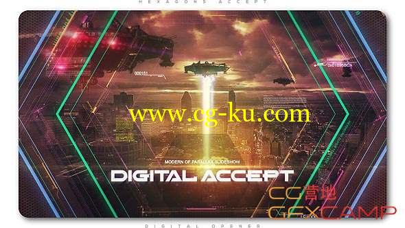 AE模板-科技感六边形视频开场 Hexagons Accept Digital Opener的图片1