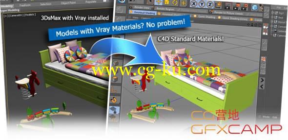 3DS MAX + C4D模型互导插件 MAXtoC4D v4.01 + C4DToMax v1.4 R15-R19破解版的图片1