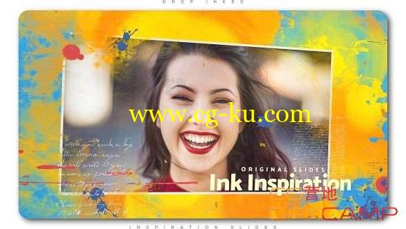AE模板-水墨散开遮罩照片相册片头 Drop Inked Inspiration Slides的图片1