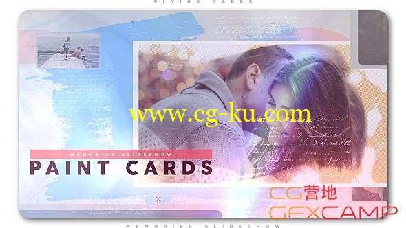 AE模板-笔刷风格甜蜜回忆照片相册片头 Painted Cards of Memories Slideshow的图片1