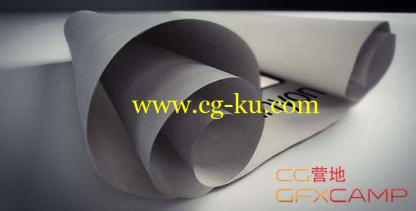 AE模板-三维纸张卷轴展开Logo动画 White Scroll Logo Reveals的图片1