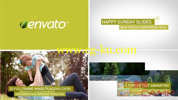 AE模板-简单欢快图片介绍片头 Happy Sunday Slides的图片1
