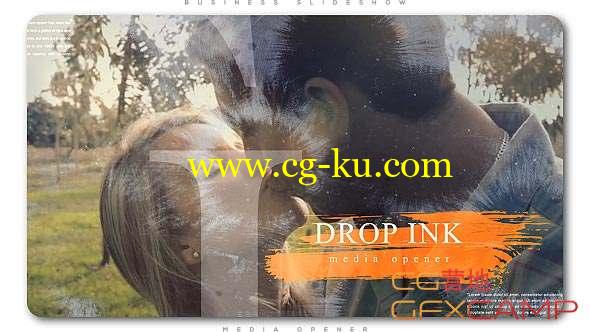 AE模板-水墨滴落遮罩浪漫婚礼视频包装 Ink Drop Romantic Media Opener的图片1