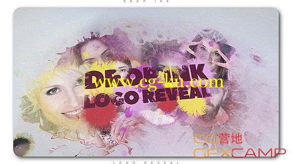 AE模板-水墨滴落遮罩图片Logo动画 Drop Ink Logo Reveal的图片1