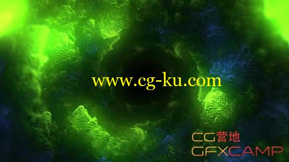 抽象粒子隧道视频素材 Green And Blue Particle Tunnel的图片1