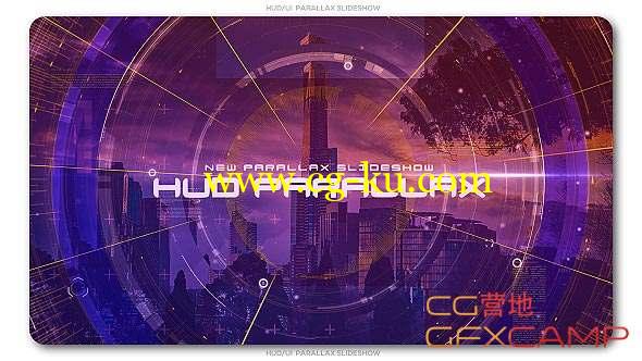 AE模板-科技感视差图片开场 HUD Parallax Slideshow的图片1