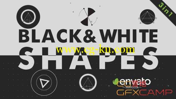 AE模板-黑白创意图形MG动画片头 Black White Shapes的图片1