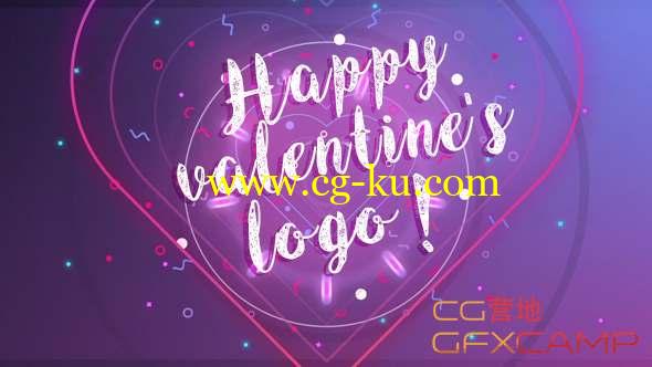AE模板-扁平化情人节浪漫Logo动画 Happy Valentine logo的图片1