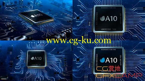 AE模板-微型电路板电路Logo动画 Microcircuit CPU Logo的图片1