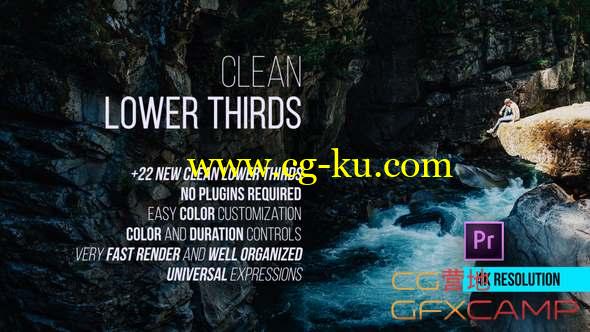 22组简洁文字标题动画PR预设 Clean Lower Thirds for Premiere的图片1