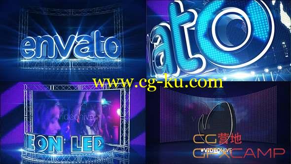 AE模板-三维舞台霓虹灯Logo动画 LED Neon Screen的图片1