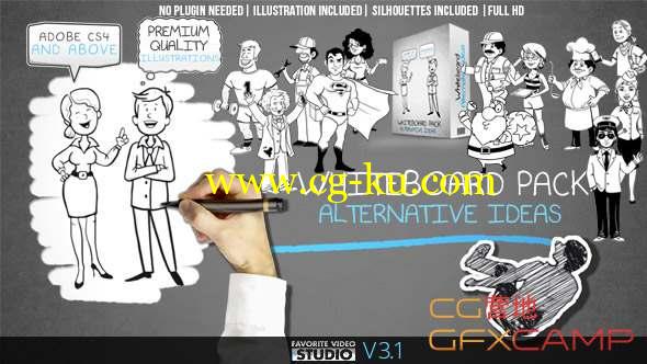 AE模板-白板手绘卡通元素包 Whiteboard Alternative Ideas的图片1