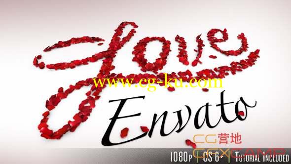 AE模板-玫瑰花瓣掉落爱情Logo动画 I Love You的图片1