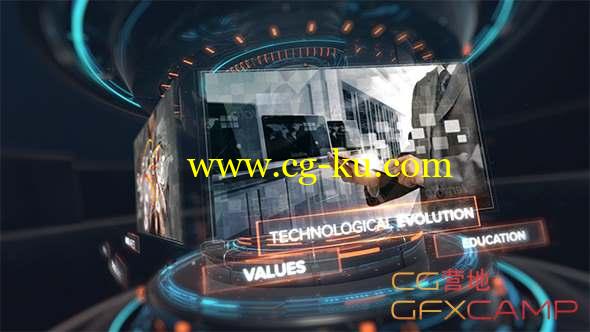 AE模板-三维科技感物体图片展示片头 Digital Technology Intro的图片1