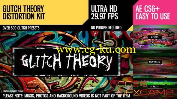 AE模板-涂鸦风格信号损坏图片开场 Glitch Theory UltraHD Distortion Kit的图片1