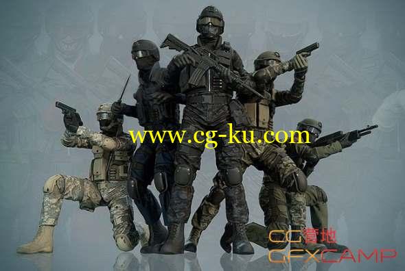 武装反恐角色3D模型(FBX格式) CubeBrush - Assault Character Pack Remastered的图片1