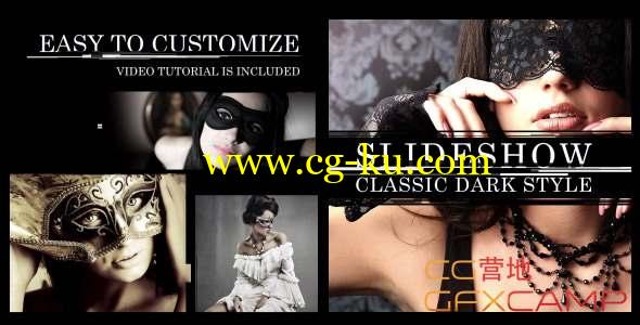 AE模板-图片视频分屏展示开场 Slideshow Classic Dark Style的图片1