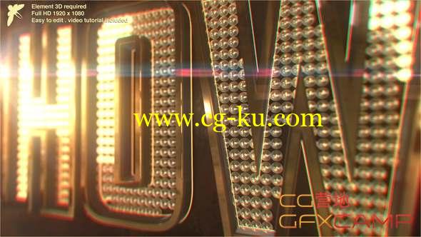 AE模板-三维闪光灯文字Logo动画 Showbiz Logo的图片1