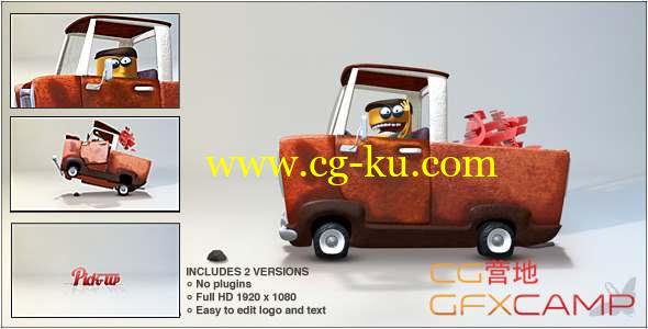 AE模板-搞笑卡通人物卡车Logo动画 Pick-Up Logo的图片1