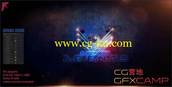 AE模板-大气游戏电影描边Logo动画 Superhero Agents Logo的图片1