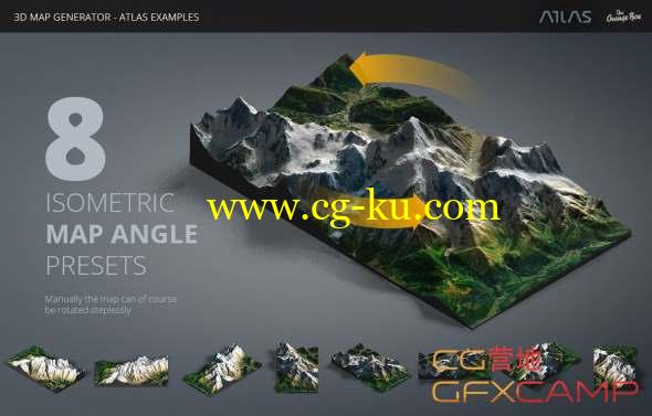真实三维地图生成制作PS插件脚本 Graphicriver - 3D Map Generator - Atlas - From Heightmap to real 3D map的图片1