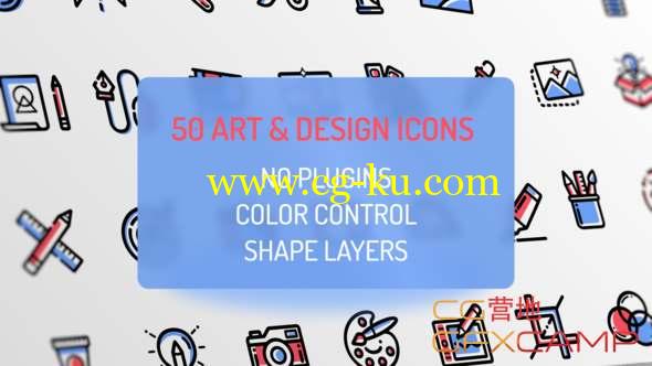 AE模板-50个MG图标ICON动画 Design and Art Icons的图片1