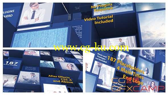 AE模板-商务三维方块照片墙开场 3d Mosaic Corporate Intro的图片1