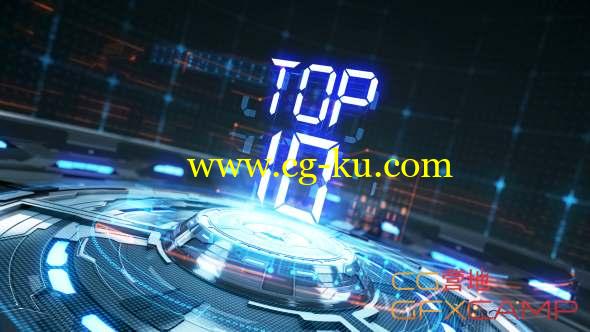 AE模板-三维科技感舞台十佳倒计时转场动画 Top 10 Countdown Transitions的图片1