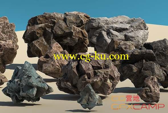 真实照片扫描石头3D模型 Cubebrush - Yughues PhotoScanned Rocks的图片1