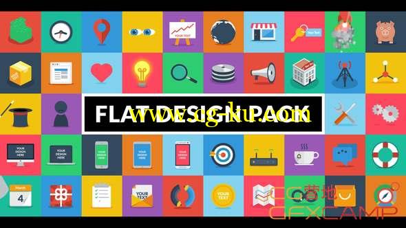 AE模板-50个生活扁平化图标ICON动画 Flat Design Pack的图片1