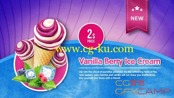 AE模板-冰激淋美食宣传包装片头 Ice Cream Menu的图片1