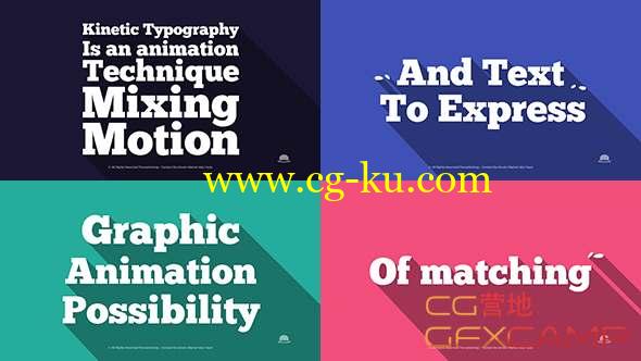 AE模板-扁平化长投影文字标题排版片头 Flat Typography的图片1