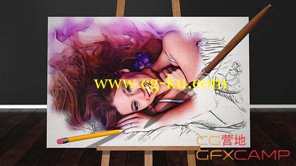 AE模板-三维水彩手绘图片展示 Sketch and Paint的图片1