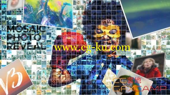 AE模板-相册照片墙动画 Mosaic Photo Reveal的图片1