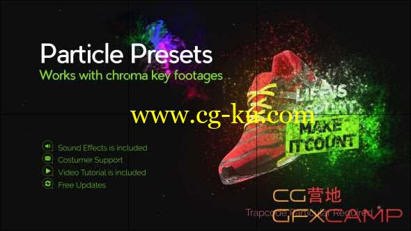 AE模板-粒子破碎飞舞Logo文字图片展示 Particle Presets 1.0的图片1