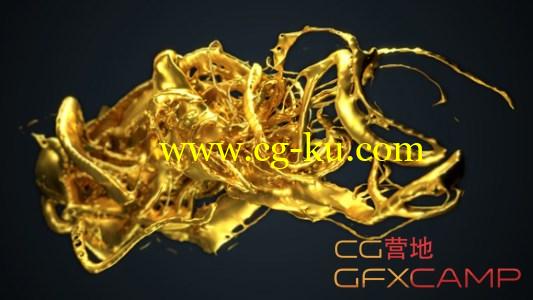C4D液体溅开教程 Cinema 4D – Creating Silky Fluid with X-Particles的图片1