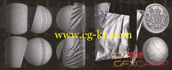 布料扣子深度置换贴图素材 Flippednormals - 150+ Ultimate Cloth Alpha Pack的图片1