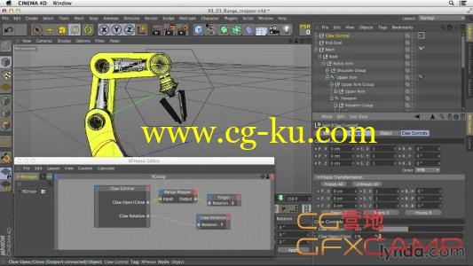 C4D机械手臂骨骼绑定动画教程 Lynda Mograph Techniques Rigging a Robot Arm in CINEMA 4D的图片1