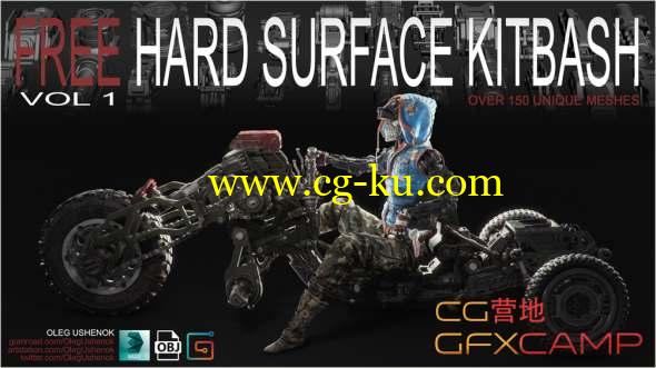 硬表面机械零件3D模型 Hard Surface Kitbash Volume 1 - Over 150 Unique Meshes的图片1