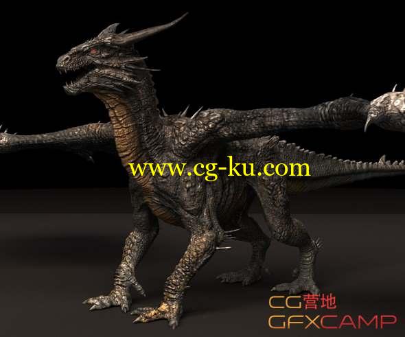 石头龙3D模型 Cubebrush - Stone Dragon Maya Rig的图片1