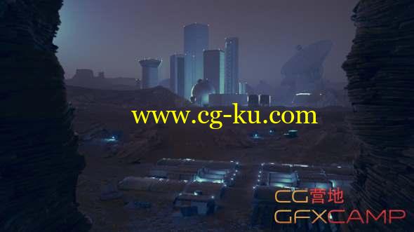 科幻星球基地场景Octane渲染教程 Cinema 4D - Creating a Space Colony using KitBash3d Models and Octane Tutorial的图片1