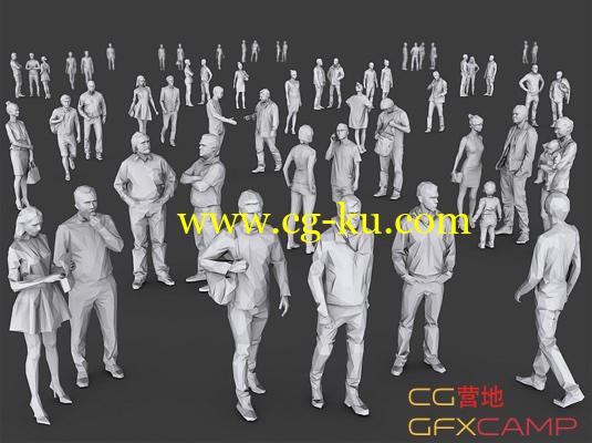 低多边形人物3D模型 Cubebrush - Complete Lowpoly People Pack Volume 1的图片1
